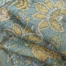 NEWLAKE Cotton Bedspread Quilt Sets-Reversible Patchwork Coverlet Set, Green Floral Pattern, King Size by CozyNest Decor