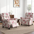 UIXE Pushback Recliner Chairs Set of 2, Fabric Armchair Push Back Accent Chair, Rivet Trim Club Chair Home Theater Overstuffed Single Sofa Reading Seat for Living Room, Pattern by CozyNest Decor