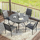 VICLLAX 5 Pieces Patio Dining Set for 4, Outdoor Furniture Set Includes 40.7" Round Patio Table and 4 Patio Stackable Chairs, Grey Tabletop and Grey Fabric by GreenHaven Gardens