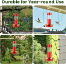 Plastic Hummingbird Feeders for Outdoors Hanging Ant and Bee Proof, 2 Pack 15 Ounces Red Hummingbird Feeder with 5 Feeding Ports and Perches, Built-in Ant Moat, Outside Garden Décor (Plastic, 2) by GreenHaven Gardens