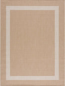 CAMILSON Outdoor Rug 10x14, Large Modern Outside Rugs for Patios Porches Waterproof Durable Washable Non-Shedding, Easy-to-Clean Indoor/Outdoor Area Carpet (10 x 14, Bordered - Beige/White) by CozyNest Decor