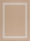 CAMILSON Outdoor Rug 8x10, Modern Outside Rugs for Patios Porches Waterproof Durable Washable Non-Shedding, Easy-to-Clean Indoor Outdoor Area Carpet (8 x 10, Bordered - Beige/White) by CozyNest Decor