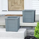 Step2 Lakewood Square Planter, Large Planters for Outdoor Plants, Gardening and Flower Pot for Patio or Porch, Efficient Drainage, Durable Plastic, Sage Gray, 2-Pack by GreenHaven Gardens