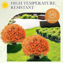 Yunlly 4 Pack 18" Artificial Boxwood Ball Bush Topiary Trees Fake Outdoor Plants, Realistic UV Resistance Faux Shrubs with Spike Greenery Topiary for Front Porch Garden Yard Patio Indoor (Orange) by GreenHaven Gardens
