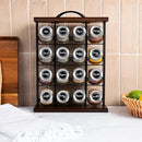 Orii 16 Jar Acacia Wood & Metal Wire Spice Rack with Spices Included, Storage for Spices and Seasoning, Black & Brown by CozyNest Decor