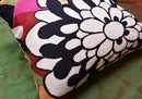 Black Daisy Floral Pillow Cover Flower Pillowcase Outdoor Suzani Accent Cushion Traditional Chair Cushions Hand Embroidered Wool Size - 18x18 by CozyNest Decor