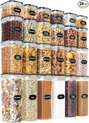 PRAKI Airtight Food Storage Containers Set with Lids - 24 PCS, BPA Free Kitchen and Pantry Organization, Plastic Leak-proof Canisters for Cereal Flour & Sugar - Labels & Marker by CozyNest Decor