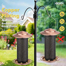 iBorn Bird Feeders for Outdoors, All Metal Mesh Tube, Holding Bird Seed for Outside Feeders,18cm Large Roof, Copper, 2.8lb(Seed is not Included) by CozyNest Decor