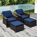 Joyside Wicker Patio Furniture Sets, 4 Pieces Upgraded Large Size Outdoor Furniture with Patio Dining Chairs and Outdoor Ottoman, Thick Cushions, Wide Armrest by GreenHaven Gardens