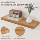 Floating Shelves for Wall Decor, 8" Deep Rustic Solid Elm Wood Floating Shelves Wall Mounted, Wall Shelves with Invisible Bracket for Living Room Bathroom Bedroom Kitchen, 24 Inch Set of 2, Natural by CozyNest Decor