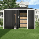 Metal Outdoor Storage Shed 10FT x 6FT with Firewood Storage, Steel Utility Tool Shed Storage House with Sliding Door, Metal Sheds Outdoor Storage for Backyard Garden Patio Lawn, Black by GreenHaven Gardens