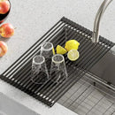 Kraus Multipurpose Over-Sink Roll-Up Dish Drying Rack, Colander and Trivet in Dark Grey, KRM-10DG by CozyNest Decor