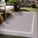 Bordered Outdoor Rug 5x7 Washable Outside Carpet for Indoor Patio Porch Waterproof Easy Cleaning Non Shedding Area Rugs Gray 5 x 7 by CozyNest Decor