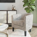 BELLEZE Accent Barrel Chair Set of 2, Linen Round Chair Club Tub Sofa Corner Chair with Flared Legs and Cozy Soft Padding for Living Room Bedroom Waiting Room - Black & Beige by CozyNest Decor