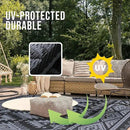 OLANLY Outdoor Rug Waterproof 9x12 ft, Reversible Outdoor Plastic Straw Rug, Boho Patio Rug, Indoor Outdoor Carpet, RV Mat Outside for Patio, Camp, Picnic, Balcony, Deck, Backyard, Black & Grey
