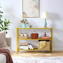 Hoctieon Gold Console Table, 3 Tier Entryway Table, Hallway Table, Narrow Sofa Table with Shelves, Entrance Table for Entryway, Gold and White by CozyNest Decor