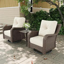 3 Pieces Outdoor Patio Furniture Sets with Rocking Swivel Chairs with 6-inch Thick Cushion and Side Table for Deck Lawn by GreenHaven Gardens