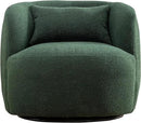 KINWELL 34" Wide Boucle Swivel Barrel Chair, No Assembly Round Upholstered Armchair Accent Chair Single Sofa Chair with Toss Pillow for Living Room and Bedroom, Green by CozyNest Decor