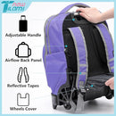 NEW TILAMI 18 inch Rolling Backpack Boys & Girls for School – Durable, Waterproof, Adjustable Handle, Ideal for Travel & Daily Use, Purple Sky by TinyTreasures Baby Boutique