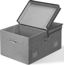 75 Quarts Extra Large Decorative Storage Bins with Lids, 1 Pack Gray Collapsible Storage Bins with Lids, Stackable Storage Bins Decorative Box Storage With Lid Extra Large by CozyNest Decor