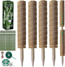 Moss Pole 47.5 Inch - Monstera Plant Support, 4 Packs 16 Inch Plant Stakes for Indoor Plants Coco Coir Moss Pole Sticks for Climbing Potted Live Plants, Pothos, Philodendron, with Garden Ties by GreenHaven Gardens