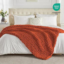 Carriediosa Chunky Knit Throw Blanket 50" X 60", 100% Hand Made Large Chenille Loop Yarn Soft Fluffy Throws for Couch Sofa Bed, Big Crochet Cozy Heavy Thick Cable Woven Blankets, Rust by CozyNest Decor