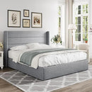 Allewie Full Size Lift Up Storage Bed, Modern Wingback Headboard, Hydraulic Support, No Box Spring Needed, Light Grey by CozyNest Decor