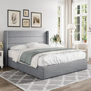 Allewie Queen Size Lift Up Storage Bed, Modern Wingback Headboard, Hydraulic Support, No Box Spring Needed, Light Grey by CozyNest Decor