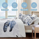 Coastal Bedding King Size Coastal Quilt with 2 Shams, Nautical Beach Comforter Sets Ocean Bedspreads Blue Seaturtle Coverlet Summer Bedding, 96''x106'' by CozyNest Decor
