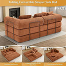 Convertible Sleeper Sofa Bed with Pillow, 4-in-1 Corduroy Folding Mattress Couch with Fixed-Shape Frame, Futon Fold Out Floor Sofa Cama Lounge Couch for Living Room Bedroom, Orange by CozyNest Decor