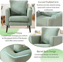 Barrel Accent Chair with Back Pillow, Large Teddy Upholstered Armchair with Solid Wood Legs Modern Reading Chairs for Living Room Bedroom by CozyNest Decor