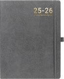 Planner 2025-2026 - 2025-2026 Planner Weekly and Monthly, Jul. 2025 - Jun. 2026, 8.5" x 11", Leather Cover Planners with Thick Paper, Back Pocket with Notes Pages - Grey by TinyTreasures Baby Boutique