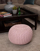 BIRDROCK HOME Round Pouf Ottoman | Cotton Braided Foot Stool with Bean Bag Filling | Boho Foot Rest for Living Room & Bedroom | Compact & Comfortable Seating, Lightweight & Soft | Dusty Rose by CozyNest Decor