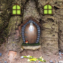 Juegoal Fairy Gnome Home Miniature Window and Door with Litter lamp for Trees Decoration, Glow in Dark Fairies Sleeping Door and Windows, Yard Art Garden Sculpture, Lawn Ornament Decor by GreenHaven Gardens