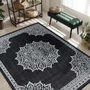 CAMILSON Outdoor Rug, 8x10 Medallion Black White Modern Area Rugs for Indoor and Outdoor Patios, Kitchen and Hallway Mats, Washable Porch Deck Outside Carpet (Medallion Black, 8 x 10) by GreenHaven Gardens