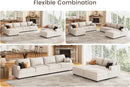 Nolany Modular Sectional Couch with Storage Ottoman, Corduroy Sleeper Sofa with Chaise, Sectional Couches for Living Room, Beige by CozyNest Decor
