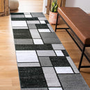 Rugshop Contemporary Modern Boxes for Home Office,Living Room,Bedroom,Kitchen Non Shedding Runner Rug 2'7" x 6' Gray by TinyTreasures Baby Boutique