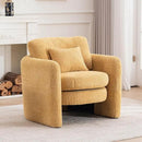 Chenille Accent Armchair Oversize Upholstered Barrel Comfy Modern Round Lounge Sofa Chair with Pillow Cozy Reading Chairs for Apartment,Office,Living Room,Dining,Makeup,Club,Yellow by CozyNest Decor