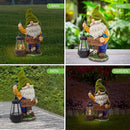 Garden Gnomes Outdoor - Flocked Gnome Statue Holding Lantern with Solar LED Lights | Gnomes Garden Decorations for Patio, Yard, Lawn Ornaments - Gnome Gifts by CozyNest Decor