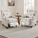 UIXE Recliner Chairs Set of 2, Fabric Upholstered Armchair Pushback Accent Chair for Living Room, Floral Rivet Trim Club Chair Home Theater Single Sofa Bedroom Side Reading Seat - Beige Plants by CozyNest Decor