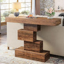 Tribesigns 42.5" Farmhouse Console Table, Narrow Wood Sofa Table Behind Couch with Geometric Base, Industrial Entryway Accent Table for Living Room, Hallway, Entrance (Rustic Brown) by CozyNest Decor