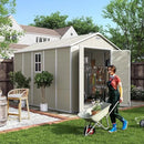 UDPATIO Outdoor Storage Shed 7.5x10.7 FT, Plastic Garden Shed for Bike, Garbage Can, Tool, Outside Sheds & Outdoor Resin Shed with Lockable Door for Backyard, Patio, Lawn, Standstone by GreenHaven Gardens