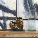 Deco 79 Ceramic Heart Decorative Sculpture Dimensional Angled Origami Inspired Home Decor Statue with Faceted Exterior, Accent Figurine 12" x 6" x 11", Rose Gold by CozyNest Decor