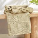 Amélie Home Chenille Knit Throw Blanket for Couch, Checkered Texture Decorative Soft Blanket for Sofa, Bed & Living Room, 50"x60", Beige by CozyNest Decor