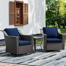 Joyside Wicker Patio Furniture Sets, 3 Pieces Upgraded Large Size Outdoor Furniture with 2 Patio Swivel Chairs and 1 Side Table, Thick Cushions, Wide Armrest by GreenHaven Gardens