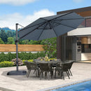 PURPLE LEAF 11 Feet Patio Umbrella Outdoor Cantilever Round Umbrella Aluminum Offset Umbrella with 360-degree Rotation for Garden Deck Pool Patio Light Grey by GreenHaven Gardens