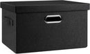 Medium 15" 21 Quart Collapsible Stackable Storage Bins with Lids, 1 Pack Black Foldable Fabric Closet Storage Boxes with Lids, 4 Handles Heavy-duty Linen Cube Baskets for Bedroom by CozyNest Decor