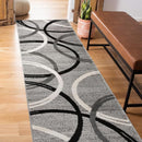 Rugshop Modern Wavy Circles Design Runner Rug 2'7" x 8' Gray by TinyTreasures Baby Boutique