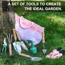 Gardening Tools of 9 Pieces | Stainless Steel Heavy-Duty Gardening Hand Tools with a Delicate and Durable Storage Bag and Anti-Slip Rubber Gloves | Pink by GreenHaven Gardens