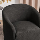 KINWELL 32" Wide Modern Boucle Swivel Barrel Chair, No Assembly Round Upholstered Swivel Accent Armchair for Living Room, Bedroom, Office (Black) by CozyNest Decor
